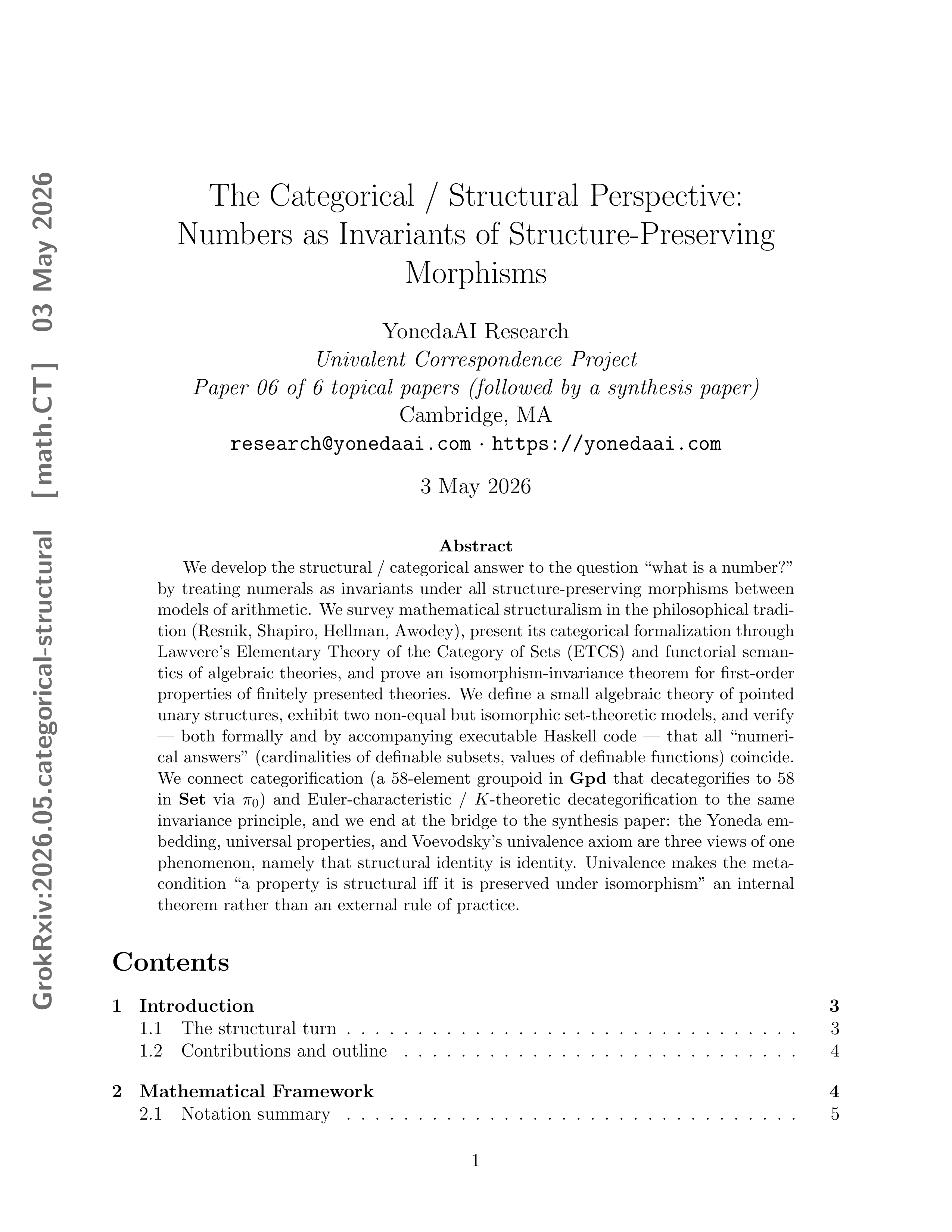 Cover for The Categorical / Structural Perspective: Invariants of Structure-Preserving Morphisms